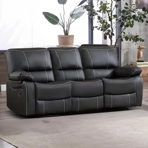 Vista 20 de EBELLO Silla reclinable manual de piel sintética, con respaldo cómodo y respaldo reclinable, muebles de primera calidad para sala de estar, muebles
