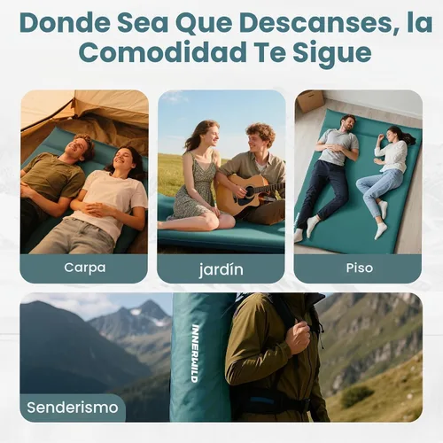 Vista 6 de Colchoneta de dormir doble para acampar con bomba eléctrica, 3.15 pulgadas de grosor para 2 personas, autoinflable, espuma viscoelástica