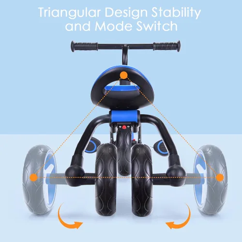 Vista 9 de YGJT Triciclo 4 en 1 para niños pequeños de 2 a 5 años, triciclos plegables para niños pequeños con asiento ajustable y pedal extraíble, juguetes