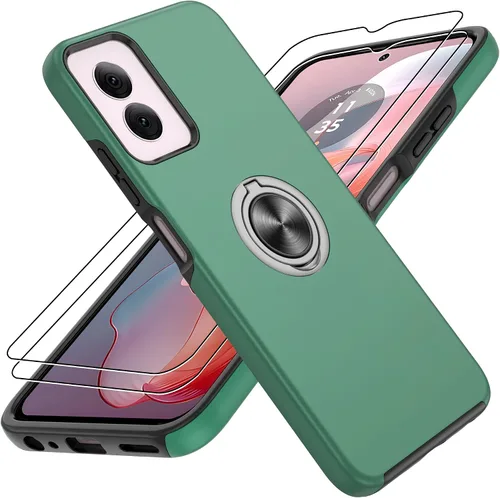 Vista 28 de Gritup - Funda para Galaxy A05S con protector de pantalla HD×2, funda protectora para teléfono a prueba de golpes con soporte magnético de anillo