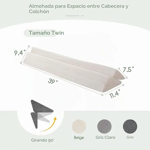 Vista 5 de HIGOGOGO Almohada de Cuña Tamaño Twin para Hueco de Cabecero - Cuña Multifuncional para Colchón Relleno de Hueco de Cama Cierra el Espacio (0-7")