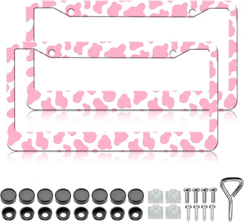 Vista 9 de Marcos para placa de matrícula con estampado de leopardo negro, paquete de 2 fundas de aluminio con estampado de animales negros, marcos