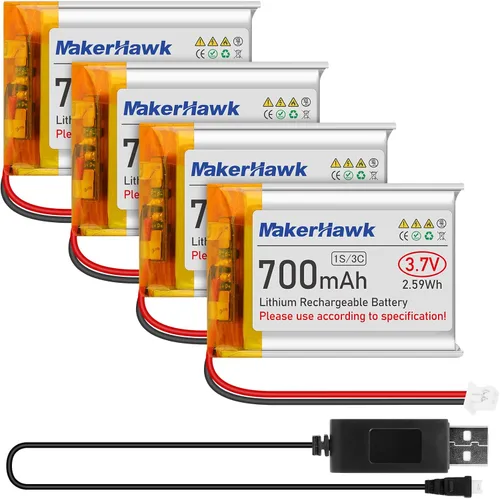 Vista 9 de MakerHawk Batería Lipo de 3,7 V 700 mAh Batería recargable de polímero de litio 603040 Micro Ph1.25 Conector Circuito de protección integrado