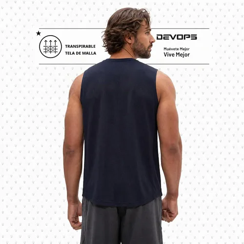 Vista 3 de DEVOPS - Paquete de 3 camisetas sin mangas para hombre, ajuste seco, para músculos, camiseta de entrenamiento Negro / Negro / Negro