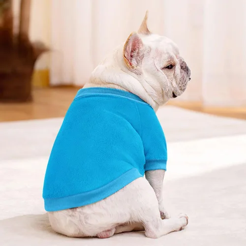 Vista 2 de Idepet Suéter de vellón para perro, camisa para perros pequeños, sudadera para mascotas, suéter suave para cachorros, camisa de invierno cálida