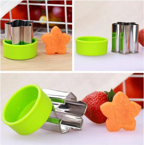 Vista 2 de Juego de 3 moldes para cortar verduras, mini cortadores de galletas, moldes para hornear y complementos alimenticios, accesorios (estrella)