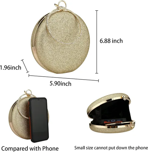 Vista 2 de Gets Bolso de mano con asa superior para mujer, con anillo circular de diamantes de imitación