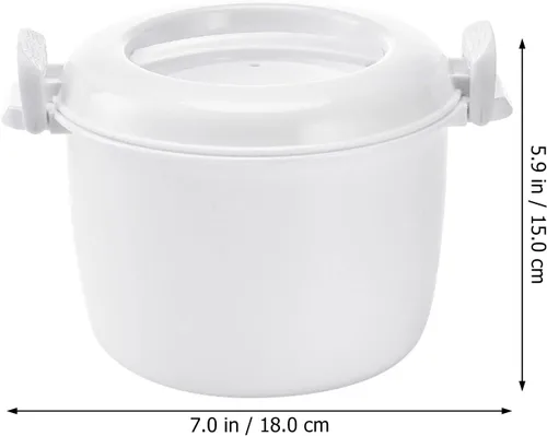 Vista 2 de OSALADI - Arrocera para microondas, pequeño recipiente portátil de grado alimenticio de 1-2 litros para arroz, verduras, sopas, fideos, cocina