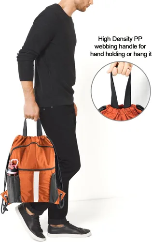 Vista 6 de BeeGreen Mochila con cordón y compartimento para zapatos, mochila grande para gimnasio y deportes