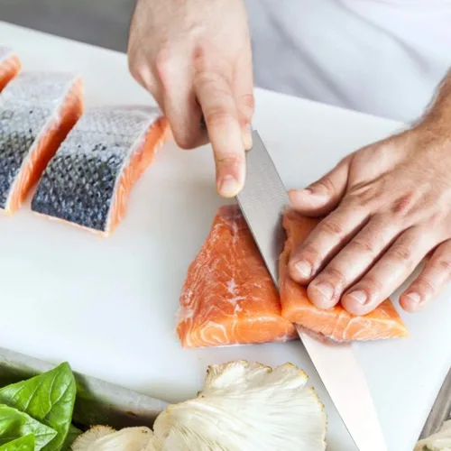Vista 5 de Cuchillo sashimi de 8 pulgadas, cuchillo de sushi de un solo bisel para uso diestro Japanese Stainless Steel Yanagiba for Fish, Sushi, Boneless