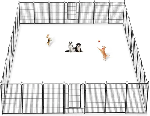 Vista 11 de Corralito para perros, 40 pulgadas, 8 paneles, valla para perros al aire libre, resistente, corral para perros grandes, medianos y pequeños, corral
