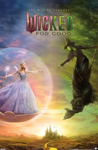 Vista 13 de Wicked: For Good (2025) - Póster de pared de una hoja de burbujas, 22.4 pulgadas de largo x 14.7 pulgadas de ancho, versión enmarcada de madera