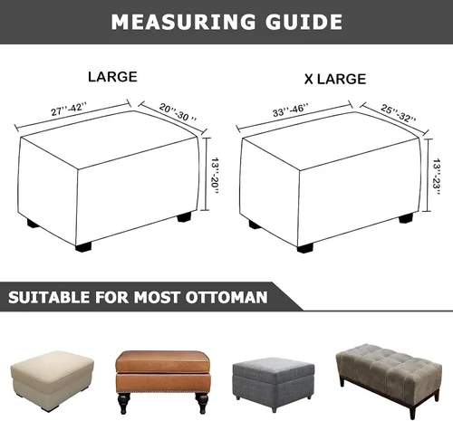 Vista 7 de Funda otomana, fundas otomanas de terciopelo rectangular y elásticas para taburete de pie para sala de estar, protector de muebles de almacenamiento