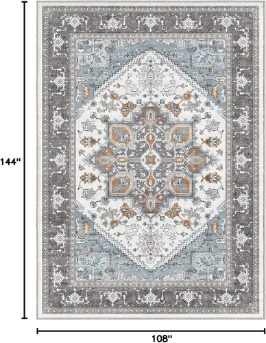 Vista 202 de OPPODREAM Alfombras suaves, pequeñas y lavables con parte trasera antideslizante, alfombra de cachemira sintética de pelo bajo, 2 x 3 pies, azul