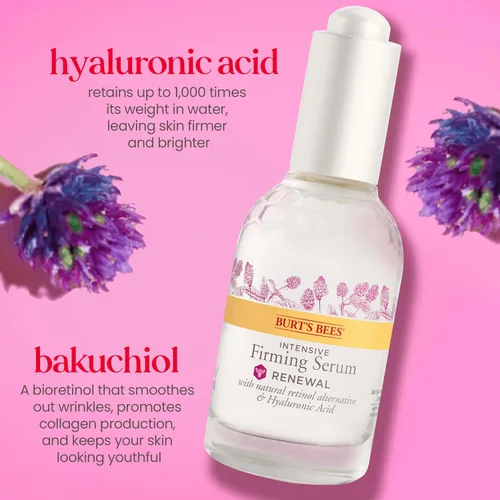 Vista 4 de Burt's Bees - Suero facial alternativo al retinol, cuidado facial con ácido hialurónico, cuidado intensivo de la piel reafirmante, 1 onza