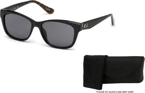 Vista 3 de GUESS GU7538 01A - Gafas de sol rectangulares color negro brillante y humo para mujer + paquete con kit de gafas de diseñador iWear, negro