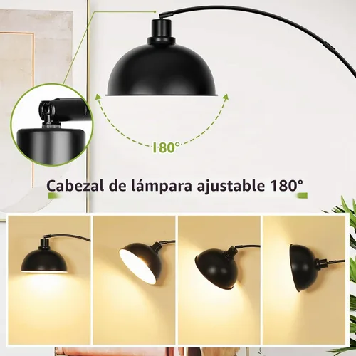 Vista 4 de Lámparas de pie de arco para sala de estar, moderna lámpara de pie alta con control remoto, lámpara de pie negra regulable continua con pantalla