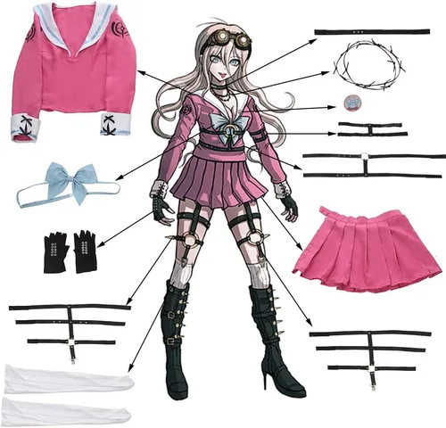 Vista 5 de Nuoqi MIU Iruma - Disfraz de cosplay MIU de anime para mujer, color rosa, uniforme