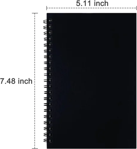 Vista 2 de Ykimok Paquete de 2 (60 hojas/cuaderno) cuaderno con espiral de tapa dura con rayas universitarias color negro, bloc de notas y cuaderno de bocetos
