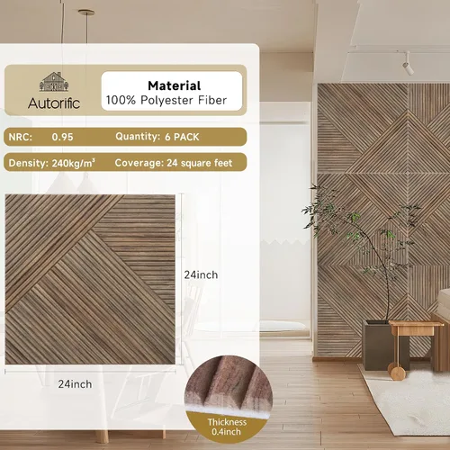 Vista 2 de Paneles acústicos de pared, paquete de 6 unidades de tamaño total de 72 x 48 pulgadas, paneles acústicos decorativos autoadhesivos para pared