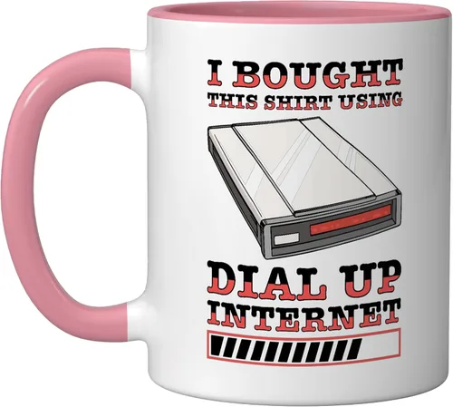 Vista 8 de 90s Nostalgia Retro 90s Dial Up Internet Vintage Ceramic Mug, Black/White