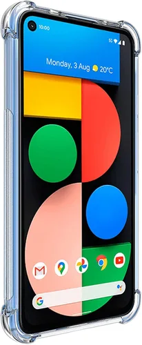 Vista 5 de Funda transparente para Google Pixel 5a, con 4 esquinas reforzadas a prueba de golpes, protección resistente, flexible, TPU delgado, Pixel 5a, funda