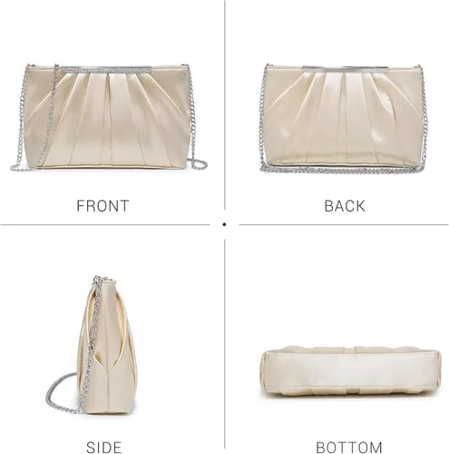 Vista 3 de Dasein - Bolsos de mano elegantes con pliegues para mujer, bolsos formales de noche con diamantes de imitación para bodas, fiestas, graduaciones