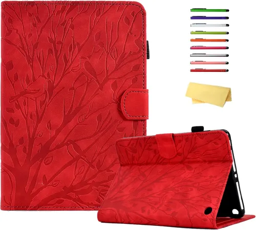 Vista 10 de Funda para tableta Amazon Kindle Fire HD 8 (8ª/7ª/6ª generación, 2018/2017/2016), con portalápices, bolsillo para tarjetas, imán de piel sintética