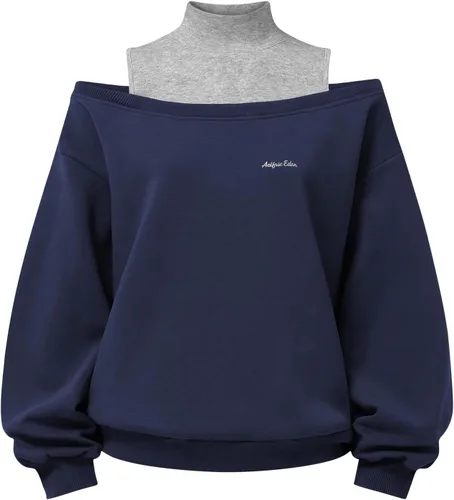 Vista 14 de Aelfric Eden Sudadera de cuello alto falso con hombros descubiertos para Gris Stone
