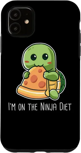 Vista 8 de Funda para iPhone 11 Pro Max I'm On The Ninja Diet Divertida Tortuga Comiendo Pizza Nerd Geek