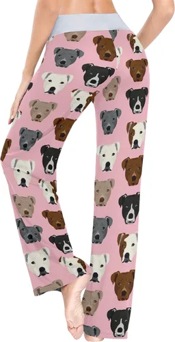 Vista 6 de XUWU Pantalones de pijama casuales cómodos para mujer, con cordón de pierna ancha, pantalones de descanso