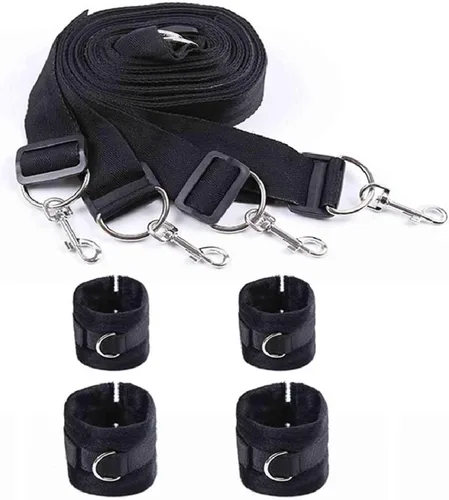 Vista 3 de Cuerda sexual para cama de tamaño queen, correas de cama para adultos, colchón King, sujeción sexual para tobillos y muñecas, bar, hombres, pulseras