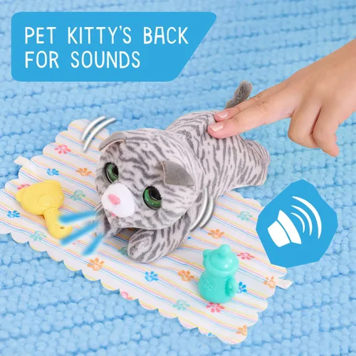 Vista 3 de furReal Just Play - Gatito interactivo para mascotas, pequeño gato de peluche con sonidos y movimiento, piel sintética, juguetes para niños a partir