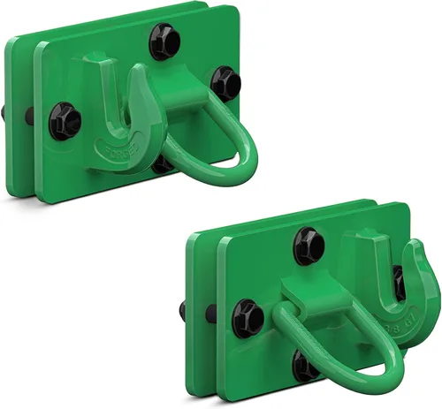 Vista 10 de Paquete de 2 ganchos para cubo de tractor con anillo de amarre, acero forjado de grado 70, gancho de agarre con placa de respaldo, funciona bien