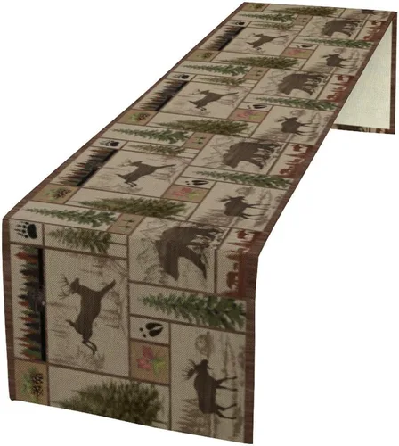 Vista 30 de Camino de mesa con estampado de vaca, camino de mesa estilo occidental con estampado de cuero de vaca en blanco y negro, decoración de mesa