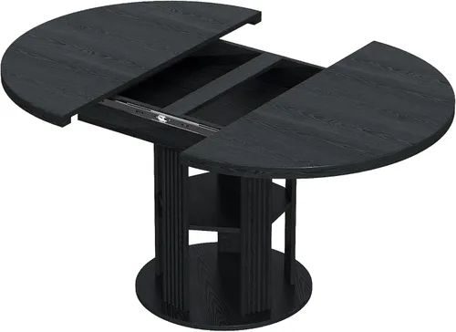 Vista 8 de Mesa de comedor extensible para 4-6, mesa de comedor ovalada de 43.3 a 59 pulgadas con estante de almacenamiento de 2 niveles, mesa de cocina