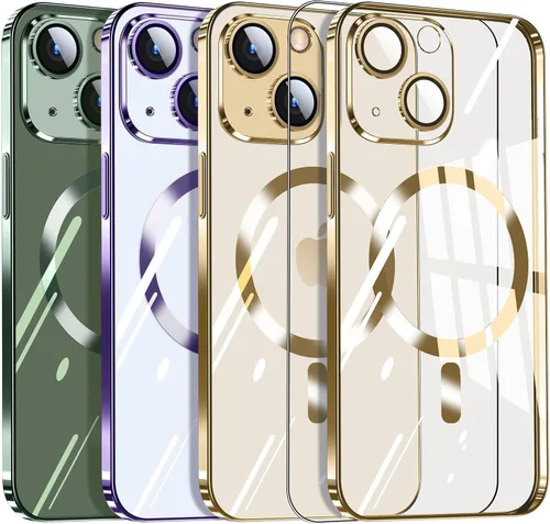Vista 13 de Dataroad - Funda magnética de titanio verde para iPhone 15, protección completa de la cámara [compatible con Magsafe] [No se pone amarillento]