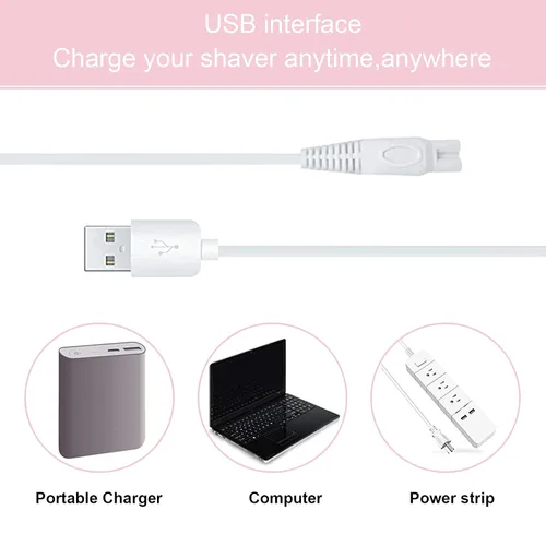 Vista 5 de Afeitadora para mujer, cable de carga USB compatible con acabado táctil, cuerpo impecable, recargable, afeitadora para mujer, recortadora eléctrica