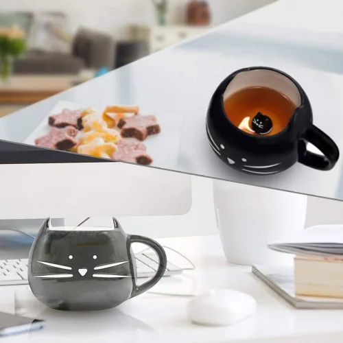 Vista 4 de Koolkatkoo Linda taza de café de cerámica con diseño de gato, 12 onzas, para amantes de los gatos, tazas de té, regalos para mujeres y niñas