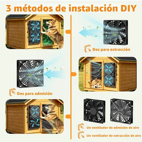 Vista 8 de Ventilador solar – Ventilador de ventilación de entrada y escape de alta velocidad dual para casa de perro, gallinero e invernadero, panel solar