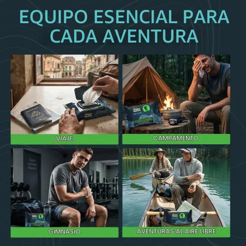 Vista 9 de Combat Wipes ACTIVE - Toallitas húmedas para exteriores, equipo de campamento extra grueso, biodegradable, limpieza corporal y de manos, paños