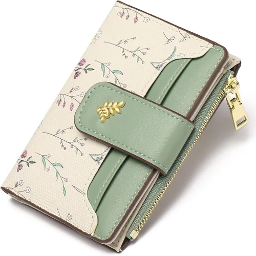 Vista 17 de GAEKEAO Billeteras pequeñas para mujer, con bloqueo RFID, de cuero, plegable, con cremallera, bolsillo para tarjetas de crédito, con ventana