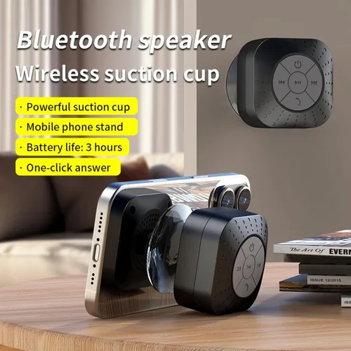 Vista 2 de Mini altavoces de ducha Bluetooth, altavoz inalámbrico portátil con ventosa, se empareja fácilmente a teléfonos, tabletas, computadora, regalo