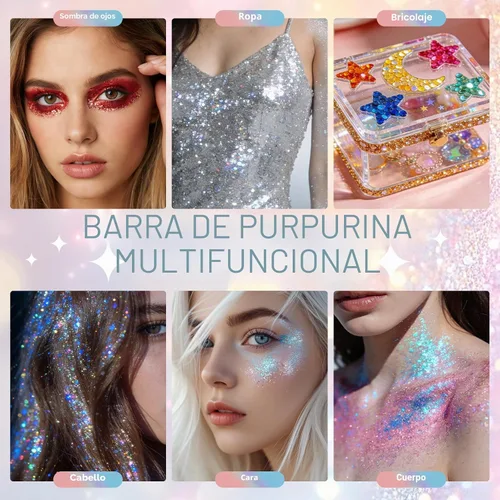 Vista 3 de DAGEDA - Barra de maquillaje con purpurina para el cuerpo de sirena, para el cabello brillante