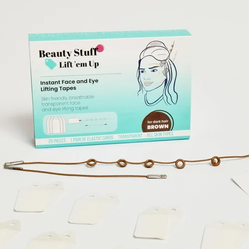 Vista 8 de Lift 'Em Up - Cintas de estiramiento facial, 20 cintas hipoalergénicas hechas en Estados Unidos para levantamiento de ojos, estiramiento facial