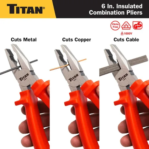 Vista 6 de Titan 73326 Alicates combinados aislados VDE de 6 pulgadas