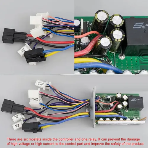 Vista 2 de Controlador de motor cepillado 36V 1000W 30A con interruptor de 3 velocidades Seis MOSFET incorporados y un relé, controlador de velocidad