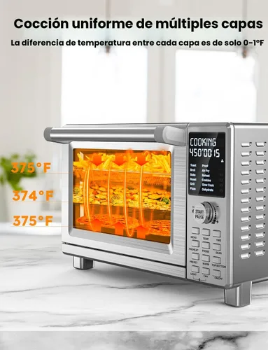 Vista 7 de Nuwave Bravo XL Pro Air Fryer Toaster Oven, Improved 100% Super Convection Acero inoxidable cepillado