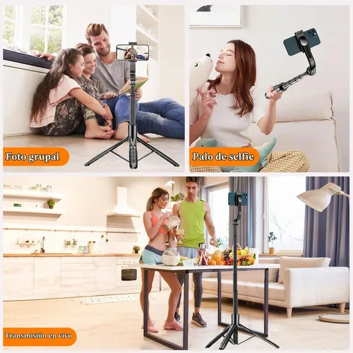Vista 8 de Trípode de teléfono Selfie Stick de aleación de aluminio de 62 pulgadas con control remoto inalámbrico compatible con iPhone 17 16 15 14 13 pro Xs