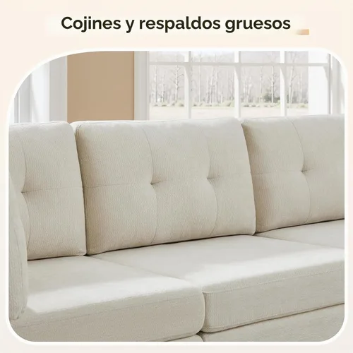 Vista 4 de VANOMi Sectional L-Shaped Sofa for Living Room, Modualr Sofa Couch, Beige